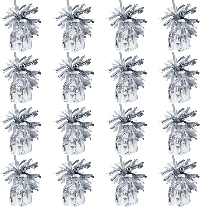 16 Pack Silver Balloon Weights Metallic Holder Anchors Balloon Holder Weights by Unknown