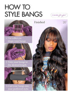 LUVME HAIR 7x6 HD Lace All-Day Comfort Wig with Bangs 200% Density Hair PartingMax Lace Wigs Loose Body Wave Lace Front Wigs Human Hair Pre Cut Plucked Lace Frontal Glueless 28 Inches