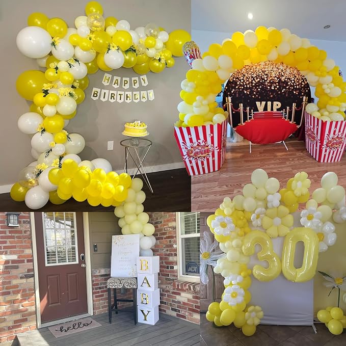 110pcs Yellow and White Balloons Garland Arch Kit, 18/12/10/5 Inch Balloons | - Image 4