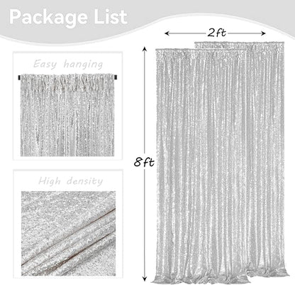 Silver Sequin Backdrop Curtains 2Panel 2x8ft - Image 5