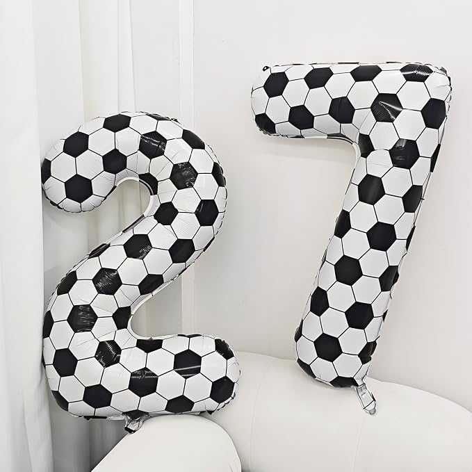 Black White Soccer Number 1 Balloon 1nd Birthday Decoration 40in 1 Balloon | - Image 4