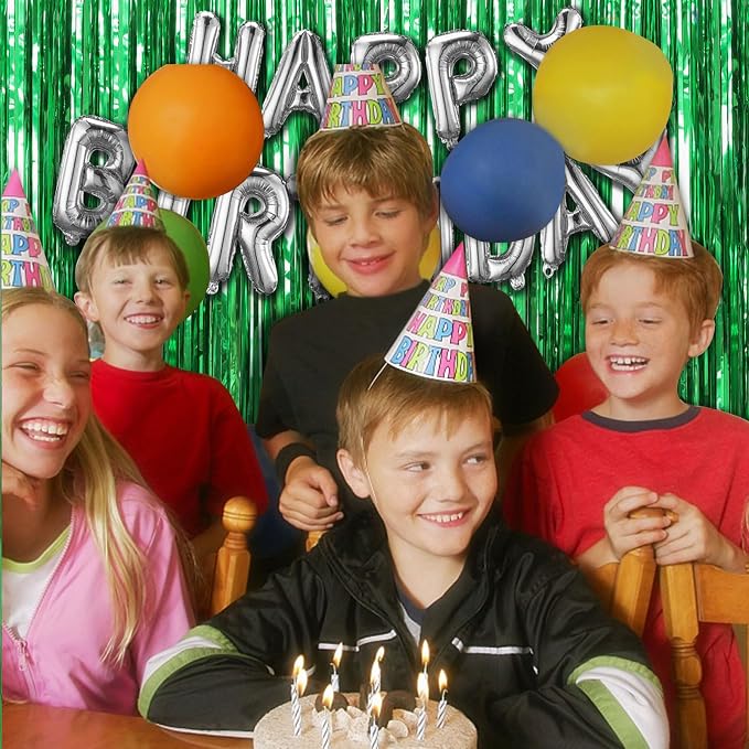 5 Pack Green Streamers Backdrop Jungle Party Decorations Foil Fringe Backdrop - Image 4