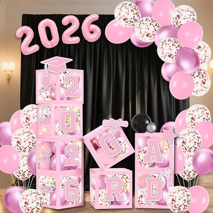 2026 Graduation Balloon Boxes Decorations – Clear Balloon Box Stack - Image 7