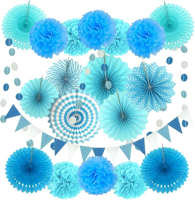 Party Decoration, Pom Poms Flowers, Garlands String Polka Dot and Triangle by ZERODECO