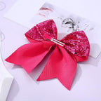 Large Big 7 Inch Glitter Bow Clip Sequin Bling Party Hair Accessories for Women Teens Girls Kids 2 Pcs (HotPink, LightPurple)