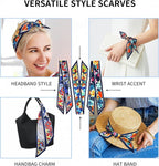 Skinny Scarf 3 Pack for Women – Bag Scarf, Silk Hair Scarves (Original Prints, Premium Twill, 3 Designs)