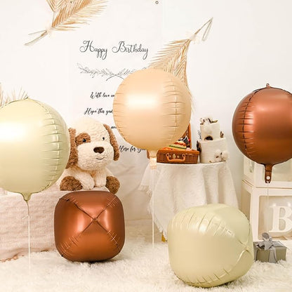 Cream Brown Balloons Foil, 22 Inch Round Ball Baloons - Image 8