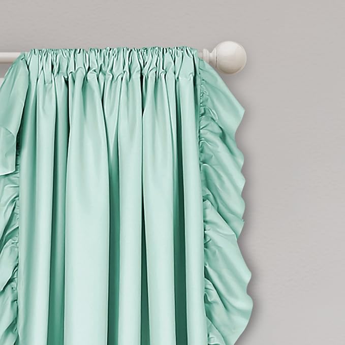 Lush Decor Reyna Ruffle Window Curtain Panel Set, Light Blue - Image 2