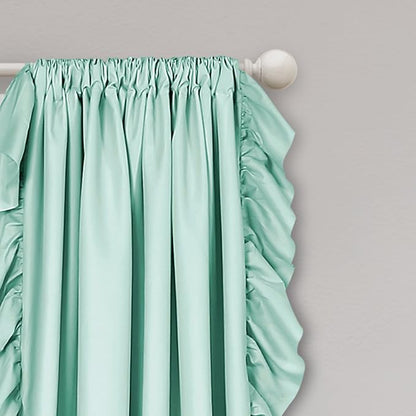 Lush Decor Reyna Ruffle Window Curtain Panel Set, Light Blue - Image 2