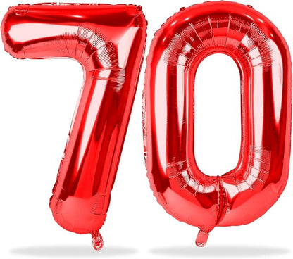 70th Birthday Balloons for Women, 40 Inch Giant Red Foil Number 70 Self by Lingqiang