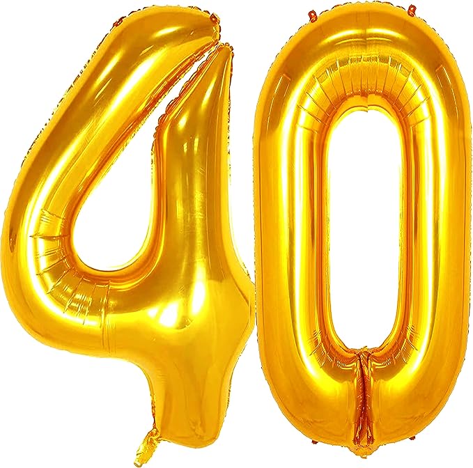 Jonhamwelbor 40 Number Balloons Gold Big Foil Mylar Giant Jumbo 40 Balloons by Jonhamwelbor