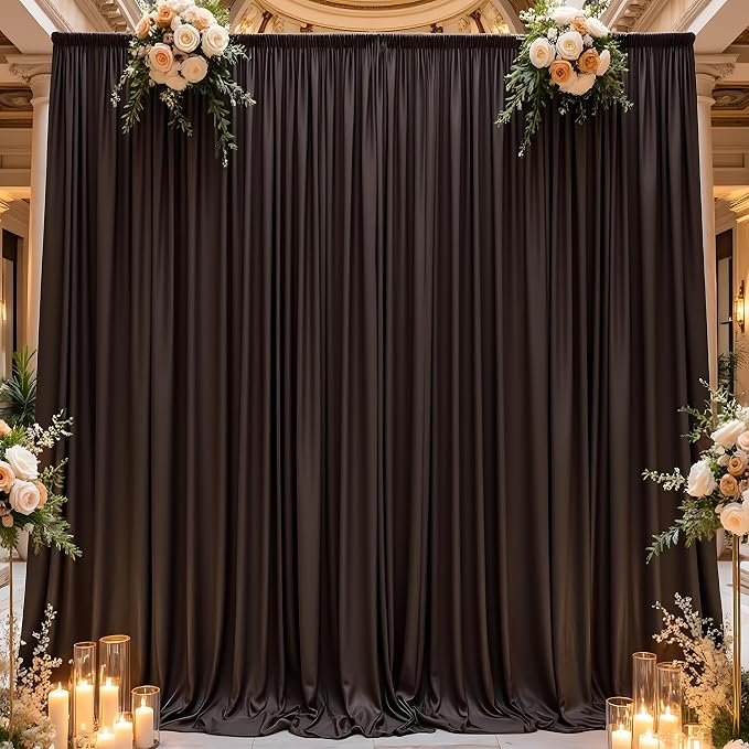10×14 ft Wrinkle Free Brown Backdrop Curtain - Image 9