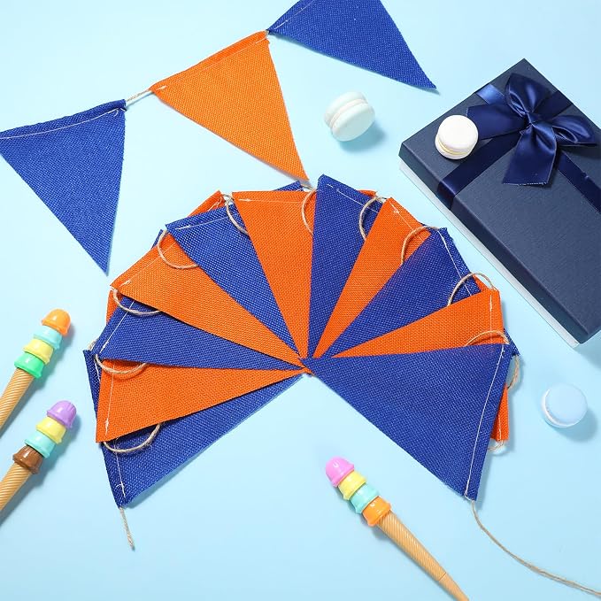 HESTYA 42 Pcs Colorful Pennant Banner Flag Blue Orange Bunting Triangle Banner - Image 3