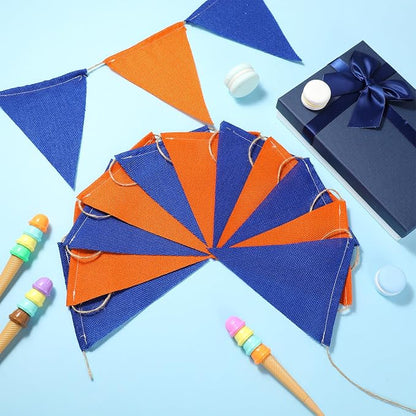 HESTYA 42 Pcs Colorful Pennant Banner Flag Blue Orange Bunting Triangle Banner - Image 3