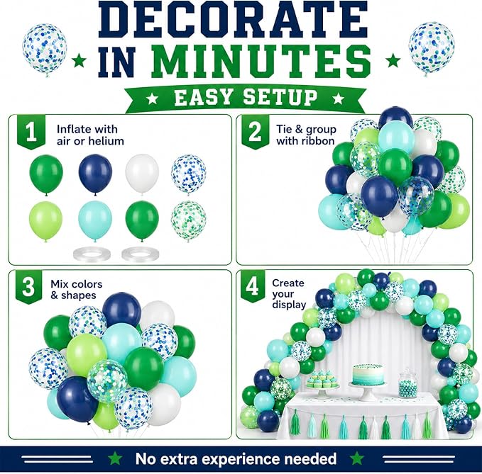 Blue Green Balloons, Fruit Green, Kids Boys Dino Jungle Safari Prehistoric - Image 8