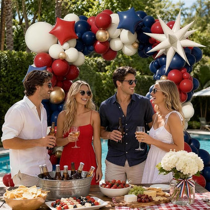 143pcs Red White and Blue Balloon Arch Kit White Navy Blue Red Balloons | 4th - Image 6