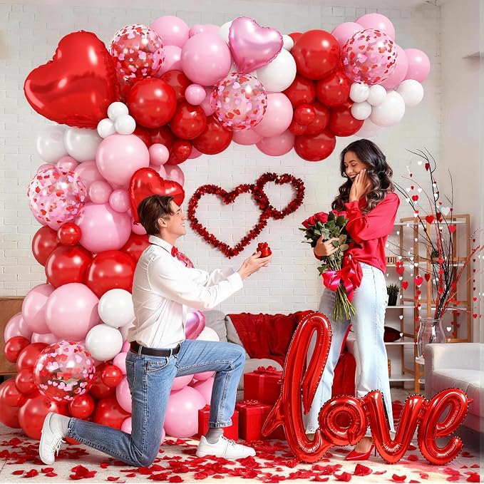 Valentines Day Balloon Arch Kit 114Pcs Red Pink White Balloon Garland Kit - Image 2