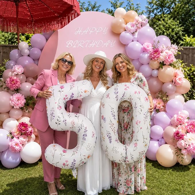 Wildflower Number 50 Balloons for Flower Theme 50th Birthday Party Decor | 40'' - Image 6