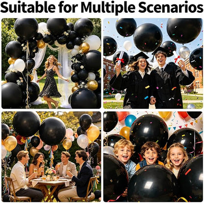5Pcs Black Big Balloons 36 Inch, Round Large Latex Party Balloons - Image 4
