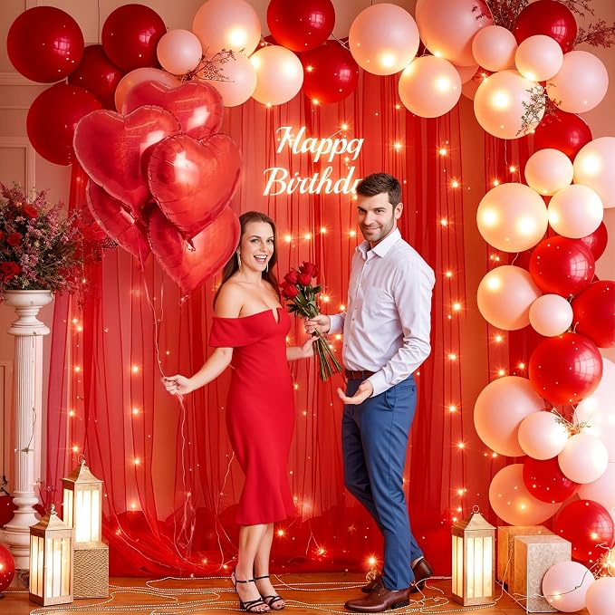 10x10ft Red Tulle Backdrop Curtain - Image 7
