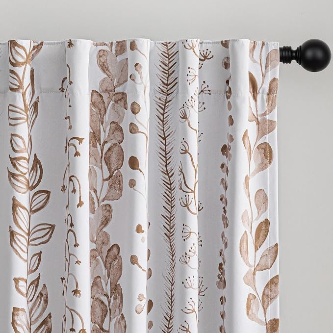 Blackout Curtains 72 Inches Long Leaves Patterned Farmhouse Thermal Insulated by MEETSKY
