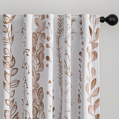 Blackout Curtains 72 Inches Long Leaves Patterned Farmhouse Thermal Insulated by MEETSKY
