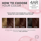 L'Oreal Paris Excellence Crème Permanent Hair Dye, Triple Care Hair Color with Pro-Keratine Complex for 100% Gray Hair Coverage, 4AR Dark Chocolate Brown, 1 Kit (Pack of 2)