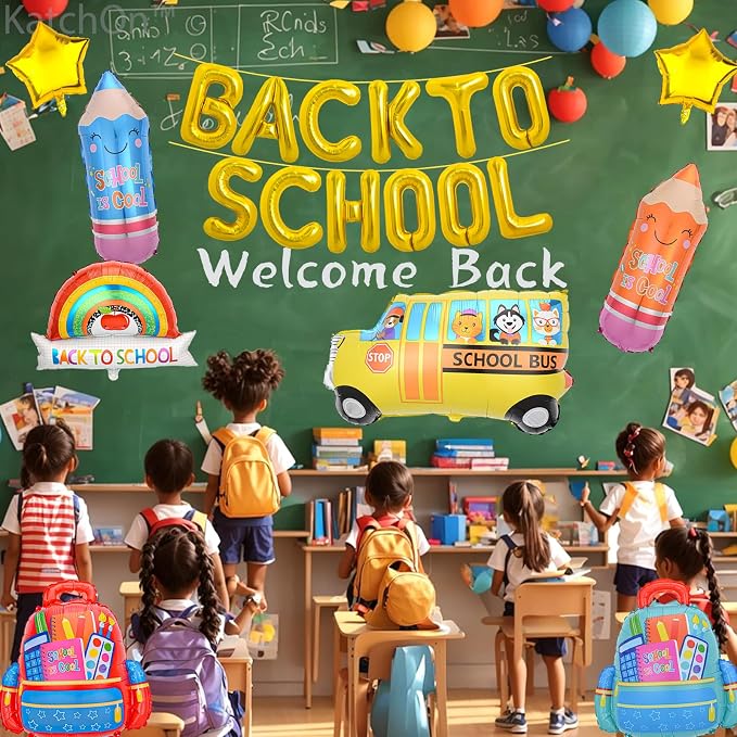20 Pcs Back to School Balloons, School Bus Balloon, Colorful Schoolbag Pencil - Image 7