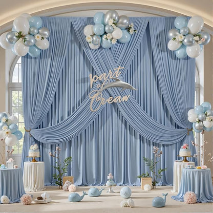 20ft×12ft Dusty Blue Backdrop Curtains - Image 7