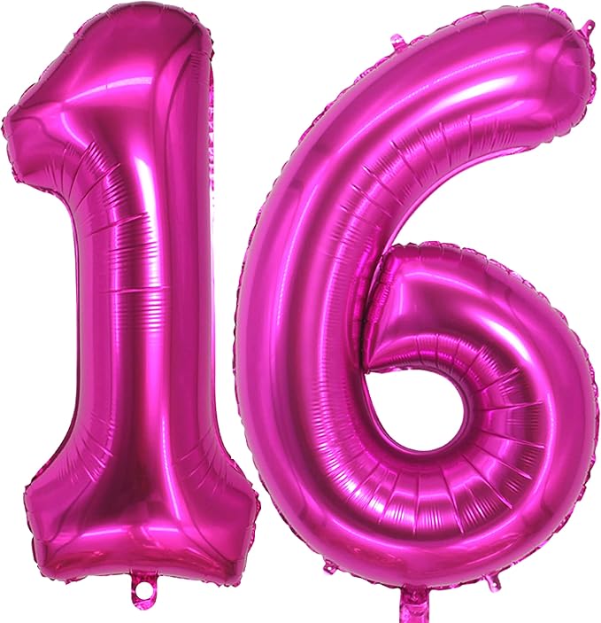 Jonhamwelbor Sweet 16 Balloons Hot Pink, Number 40 Inch 16 Pink Big Giant Jumbo by Jonhamwelbor