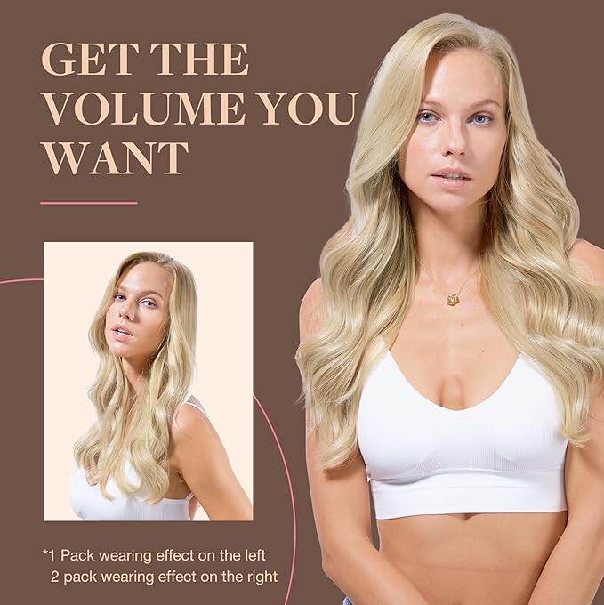 GOO GOO Clip in Hair Extensions Real Human Hair, Remy Human Hair Extensions Clip ins for Women, Natural Human Hair, 20inch 160g 7Pcs, #60A Platinum Blonde