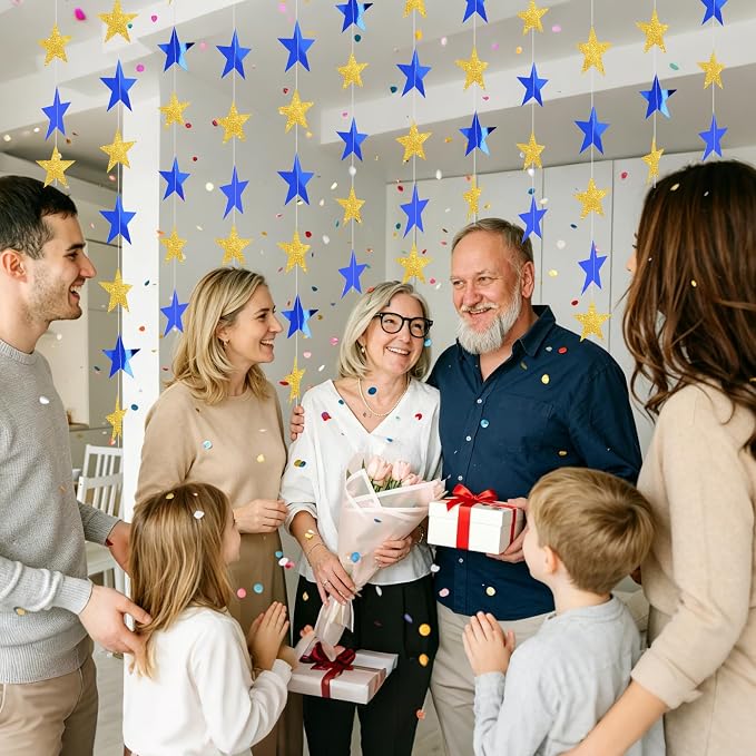 BEISHIDA Glitter Star Garland Banner Decor Blue Gold Hanging Decorations - Image 5
