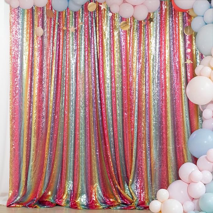 ShinyBeauty 7FTx7FT Glitter Rainbow Backdrop by ShinyBeauty