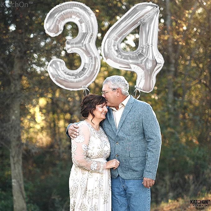 KatchOn 34 Balloon Numbers Set 40 Inch, 34 Birthday Decorations | 34 Birthday - Image 5