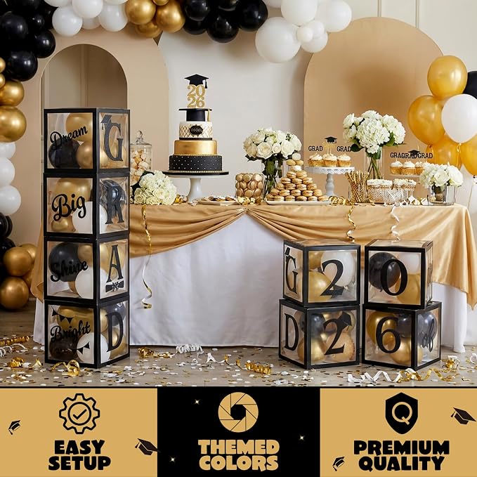 JOYIN 4 Pcs 2026 Graduation Balloon Boxes, Graduation Decor, Graduation Party - Image 3