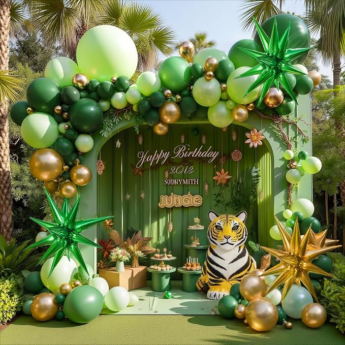 KARLURE Green and Gold Balloon Arch Kit Garland - Image 7