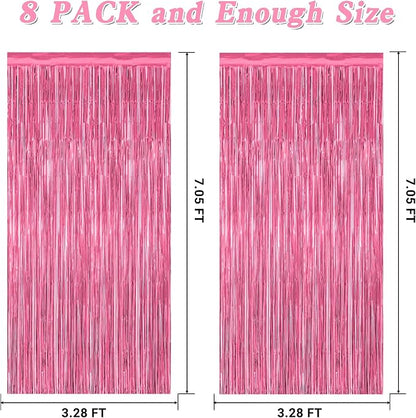8 Pack Pink Backdrop, 3.28 FT x 7.05 FT Pink Birthday Decorations, Metallic - Image 2