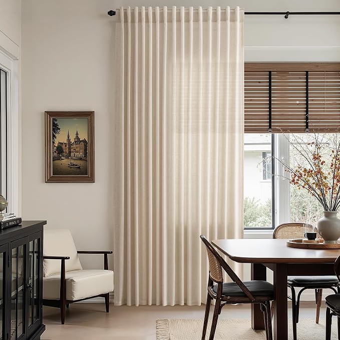 Grey Flax Linen Curtains for Living Room 120 Inches Long Light Filtering - Image 6