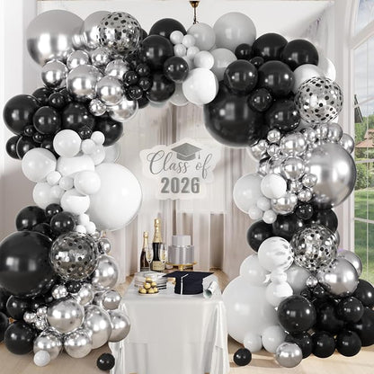 Ouddy Party 149Pcs Black Sliver Balloon Arch Garland Kit 18 12 10 5Inch | - Image 2