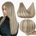 Full Shine Balayage Tape in Extensions Color 19/8/60 Grey and Blonde Seamless Tape in Hair Extensions Human Hair 16Inch Straight Natural Remy Human Hair Extensions 50G 20Pcs Double Sided