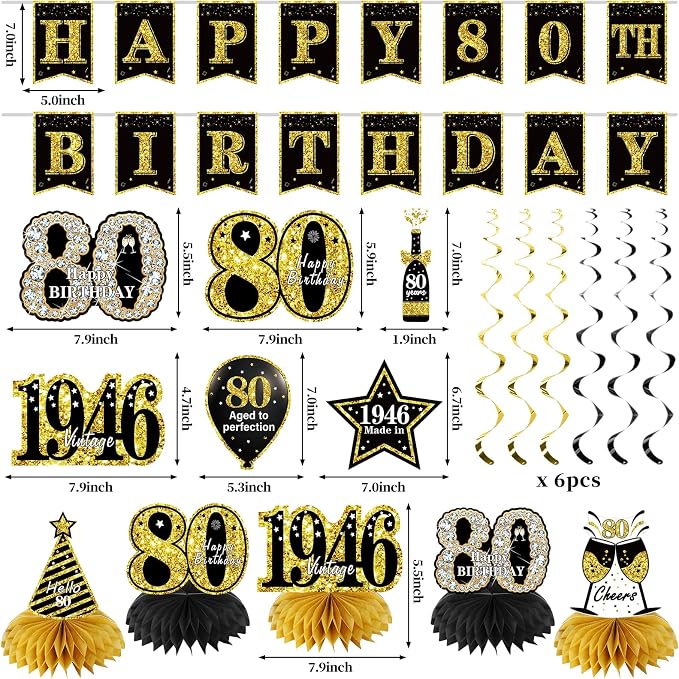 Zirtorei 80th Birthday Decorations - Image 2