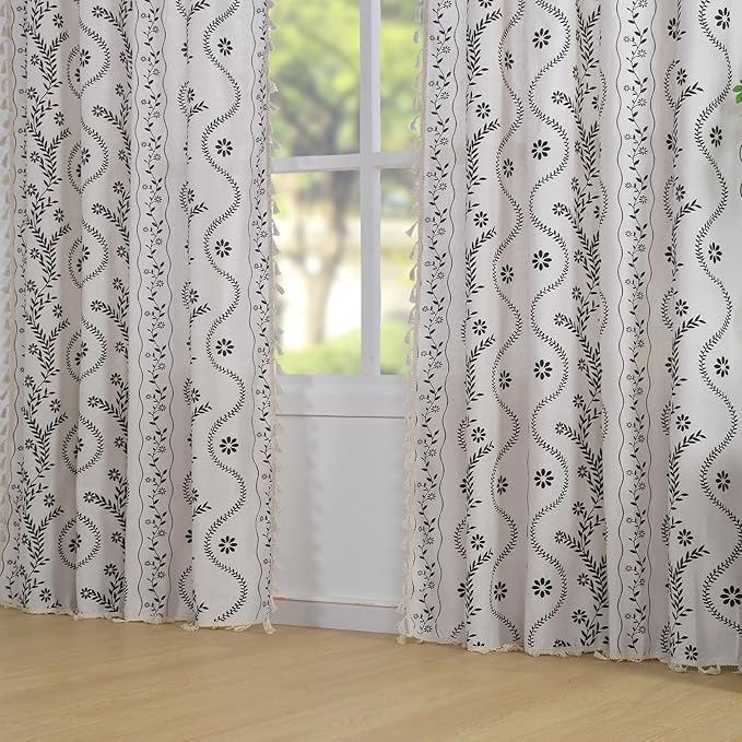 Schweek Boho Tassels Curtain 63 Inches Long 2 Panels - Image 2