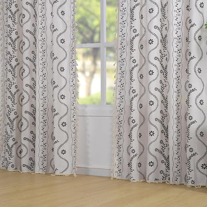Schweek Boho Tassels Curtain 63 Inches Long 2 Panels - Image 2