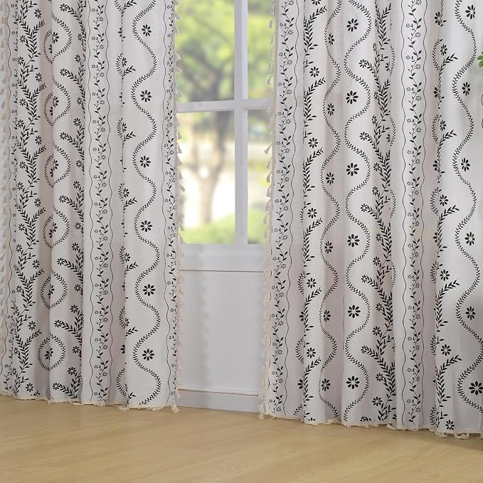 Schweek White 96 Inches Long Semi Sheer Curtains 2 Panels - Image 7
