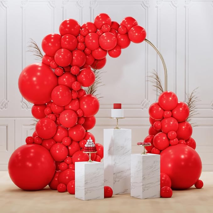 PartyWoo Red Balloons 128 pcs Different Sizes of 18 12 10 5 Inch Red Balloon by PartyWoo