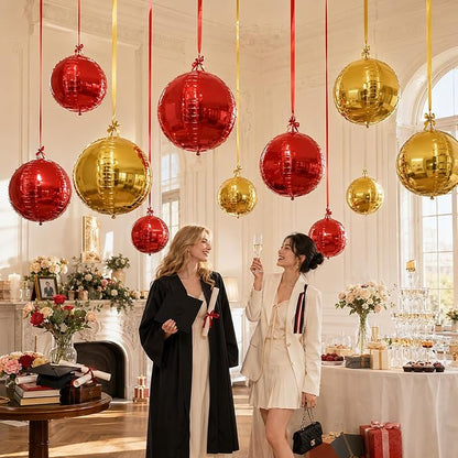Red Gold Round Foil Balloons - Image 5