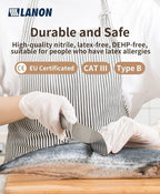 LANON Food Safe White Disposable Nitrile Gloves, Latex-Free, Powder-Free, Textured Fingertips, Cooking, Cleaning, XL
