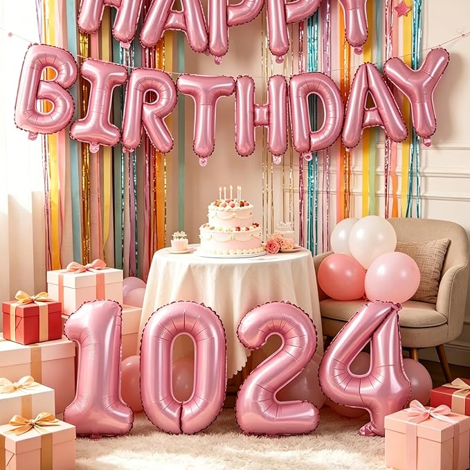 2 Set 20 Pcs Number Balloons 16 Inch Baby Pink 0-9 Number Mylar Foil Balloons - Image 6
