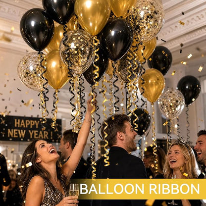 TONIFUL 500 Yards Shiny Gold and Black Curling Ribbon Balloon String | Balloon - Image 4