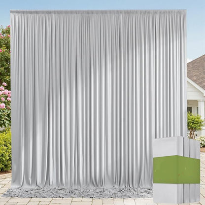 20ft x 10ft Wrinkle Free Silver Backdrop Curtain by ENJOYYOURPARTY